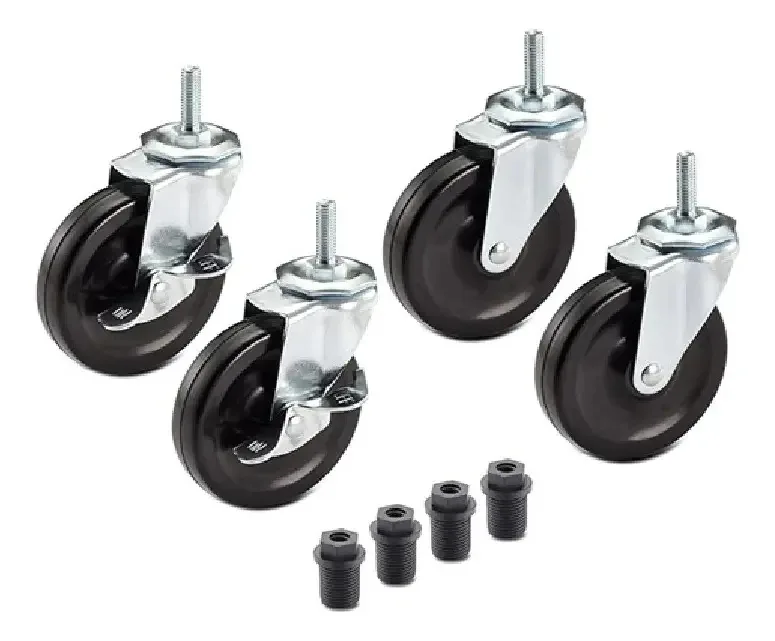 Rodas industriais giratórias de 4 rodas com freio para rodas de mesa pretas