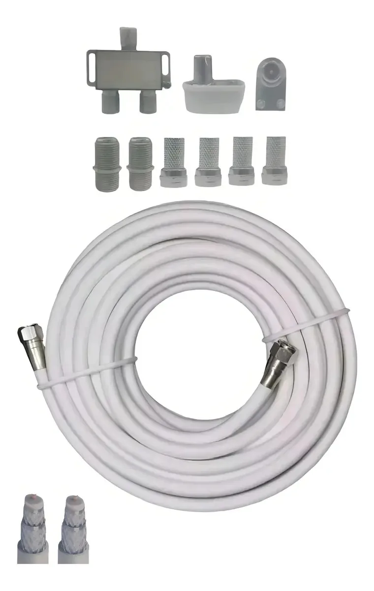 Cabo coaxial Rg6 10mt Splitter, 2 saídas, antena de TV via satélite