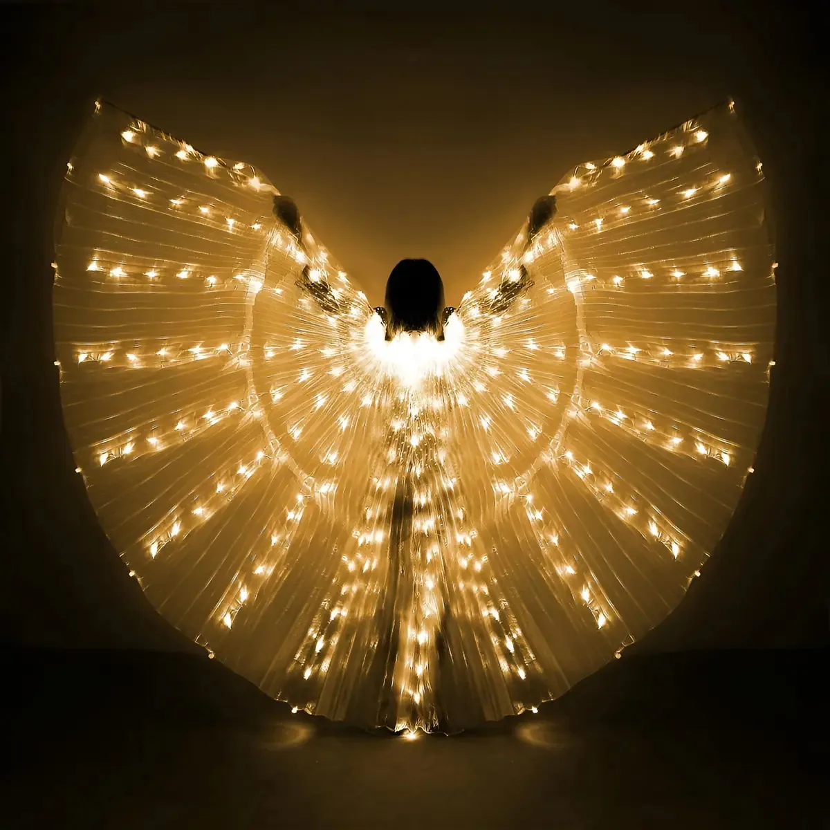 Fantasia de Halloween, asas de LED, asas de anjo de fada iluminadas, cor adulta — luz branca quente