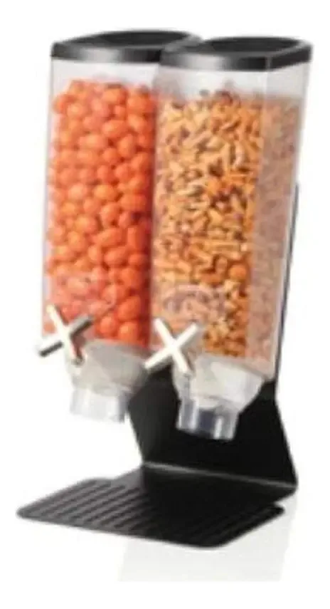 Dispensador de alimentos secos pretos para 2 tipos de cereais