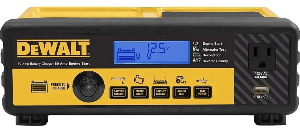 Carregador de bateria de bancada automotiva Dewalt 12V 30A com ar