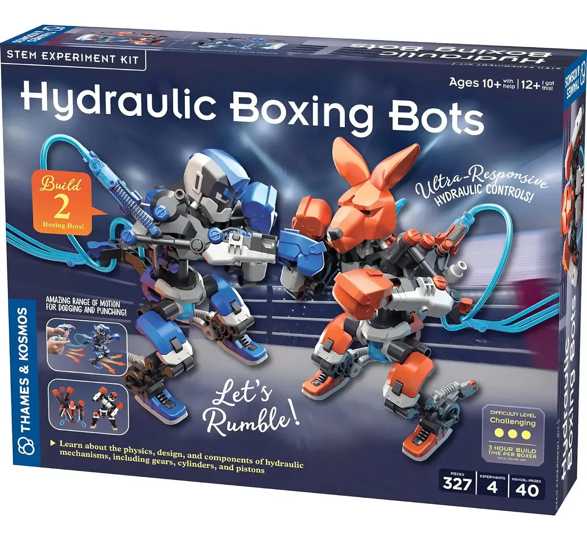 Kit educacional: robôs hidráulicos de boxe, crianças e adultos, cor: azul