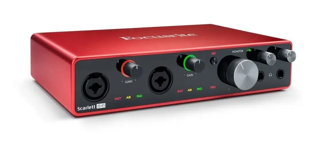 Interface De Áudio Focusrite Scarlett 8i6 Usb 3 Geração Cor Vermelho