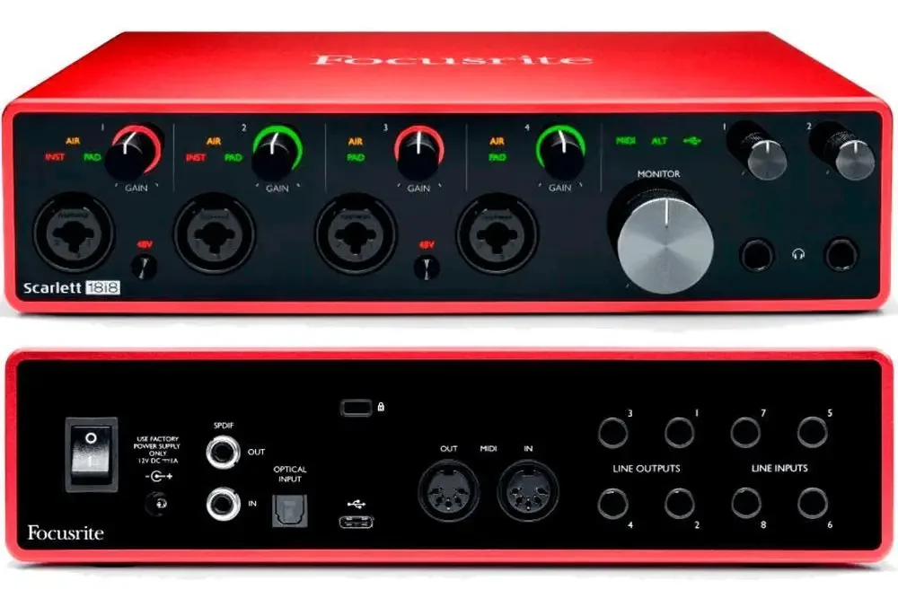 Interface De Aúdio Focusrite Scarlett 18i8 3rd Geração Usb