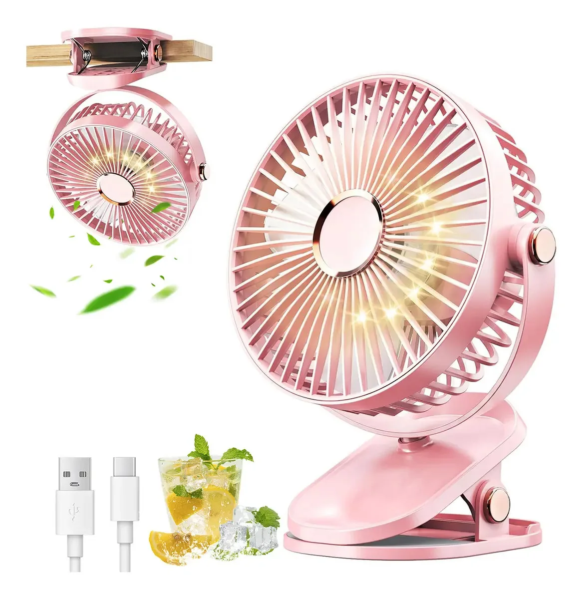 Ventilador portátil JAKSAA Fans-17 - cor rosa
