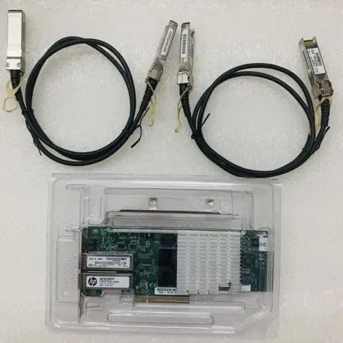 Adaptador de Servidor Ayzung para HP NC523SFP 593717-B21 de 10 Gb e 2 Portas 593742-001/cabo SFP+ de 2 Peças