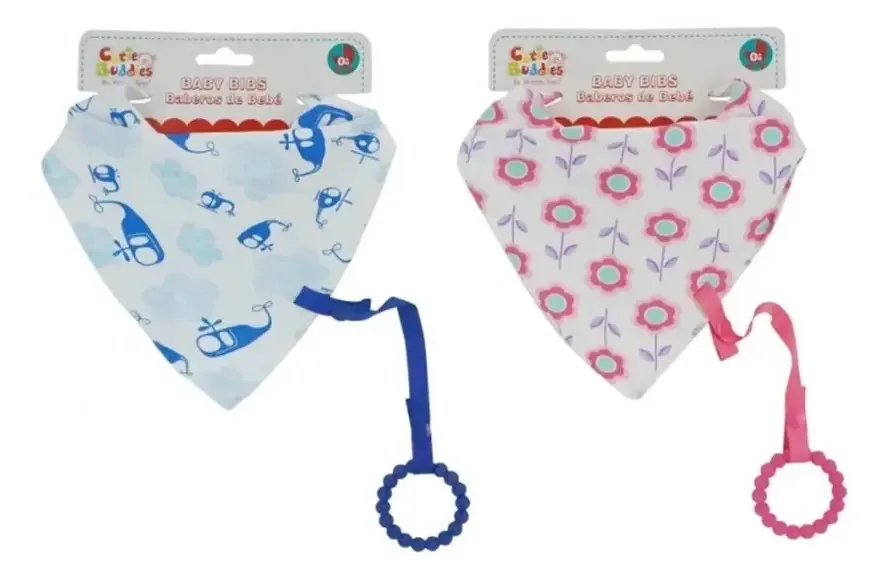 Babadores de bandana para bebê com flores de musgo e porta-chupeta