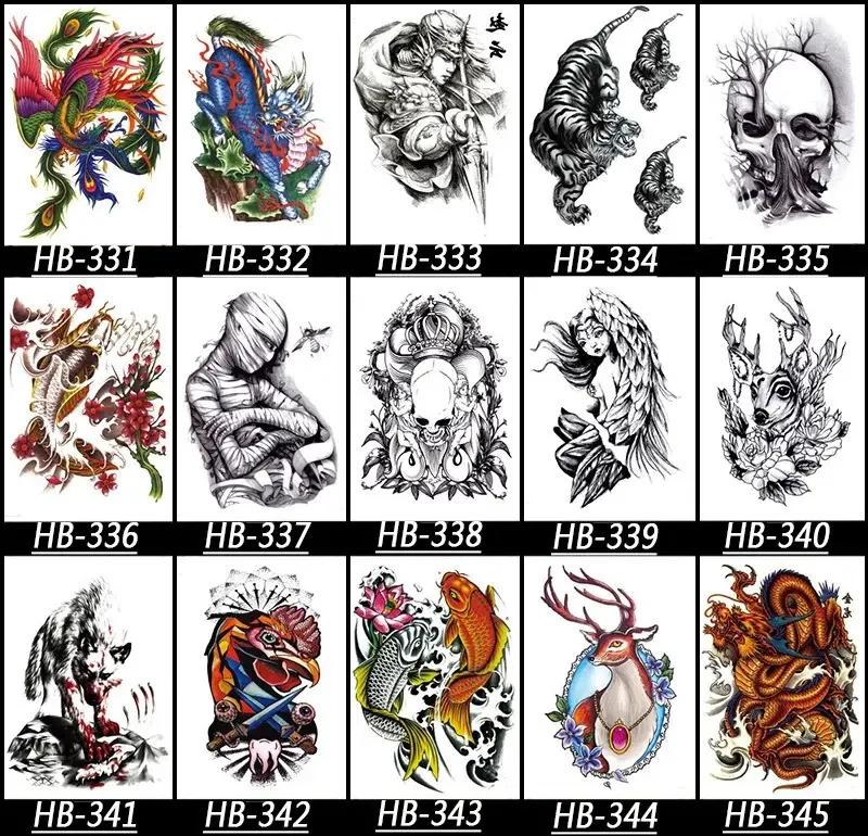 Tatuagens temporárias para perna, braço, unissex, 15 unidades. Modelo colorido 17
