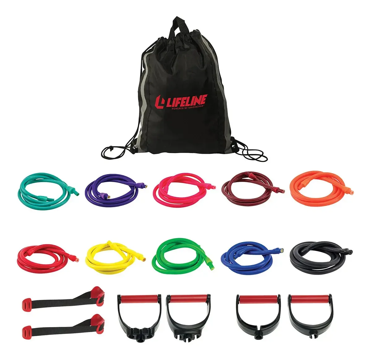 Kit de treinamento de resistência Lifeline com faixas coloridas multicoloridas