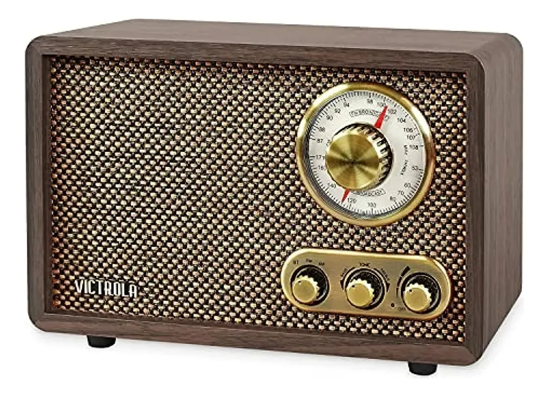 Rádio Bluetooth FM/AM Victrola Retro Wood com mostrador