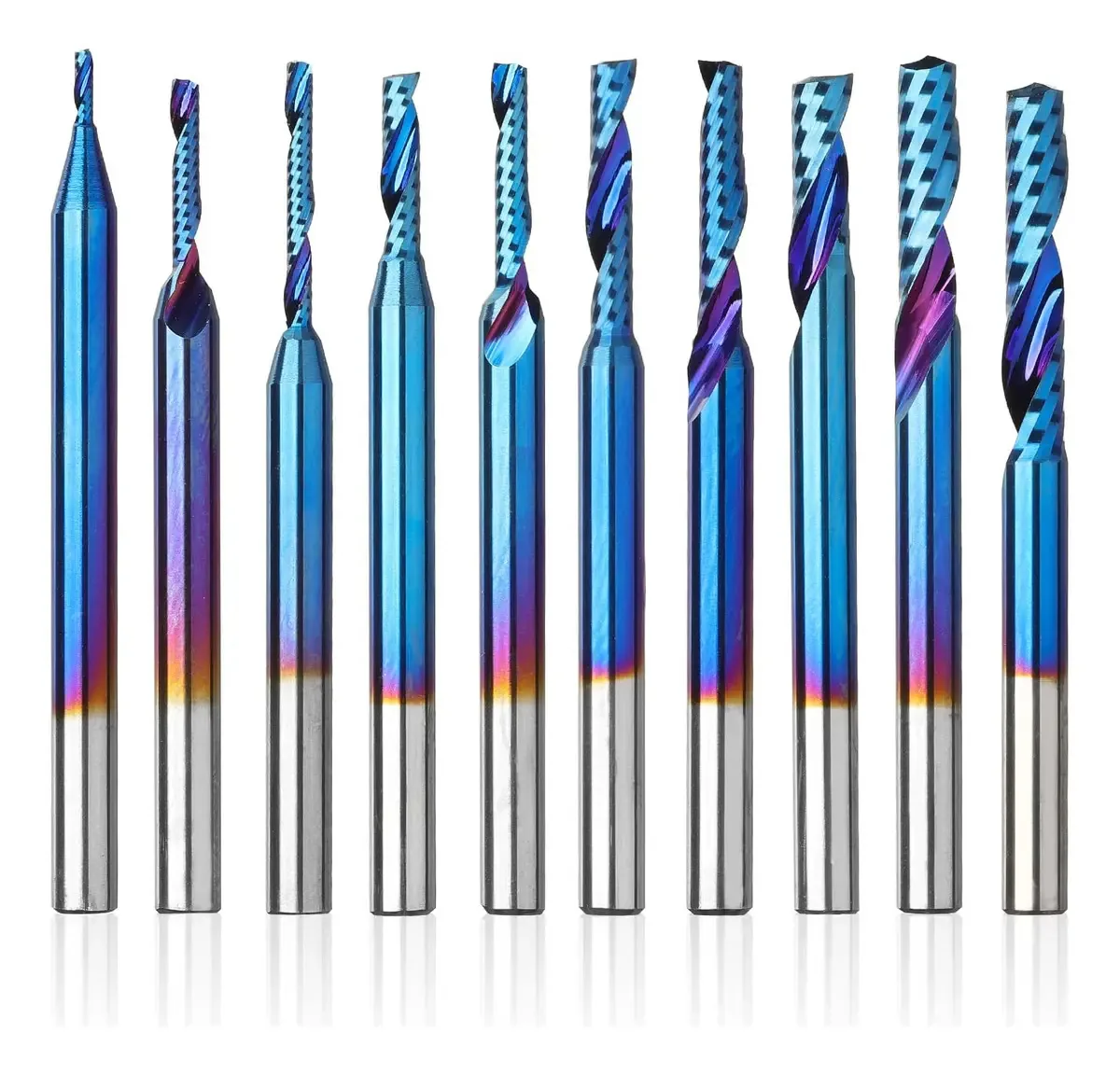 Brocas De Fresa Cnc 10 Peças Carburo Espiral Flauta Única