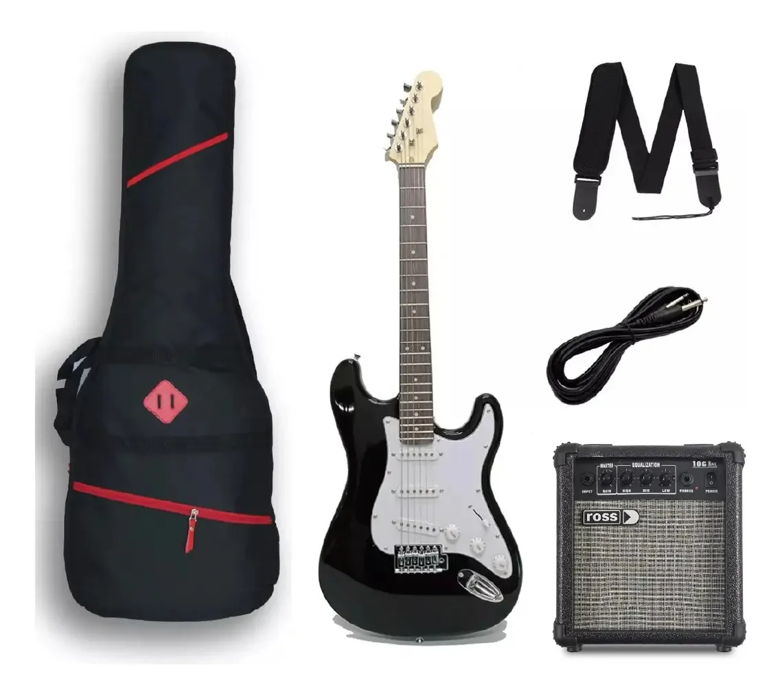 Combo guitarra elétrica com amplificador 10w e acessórios