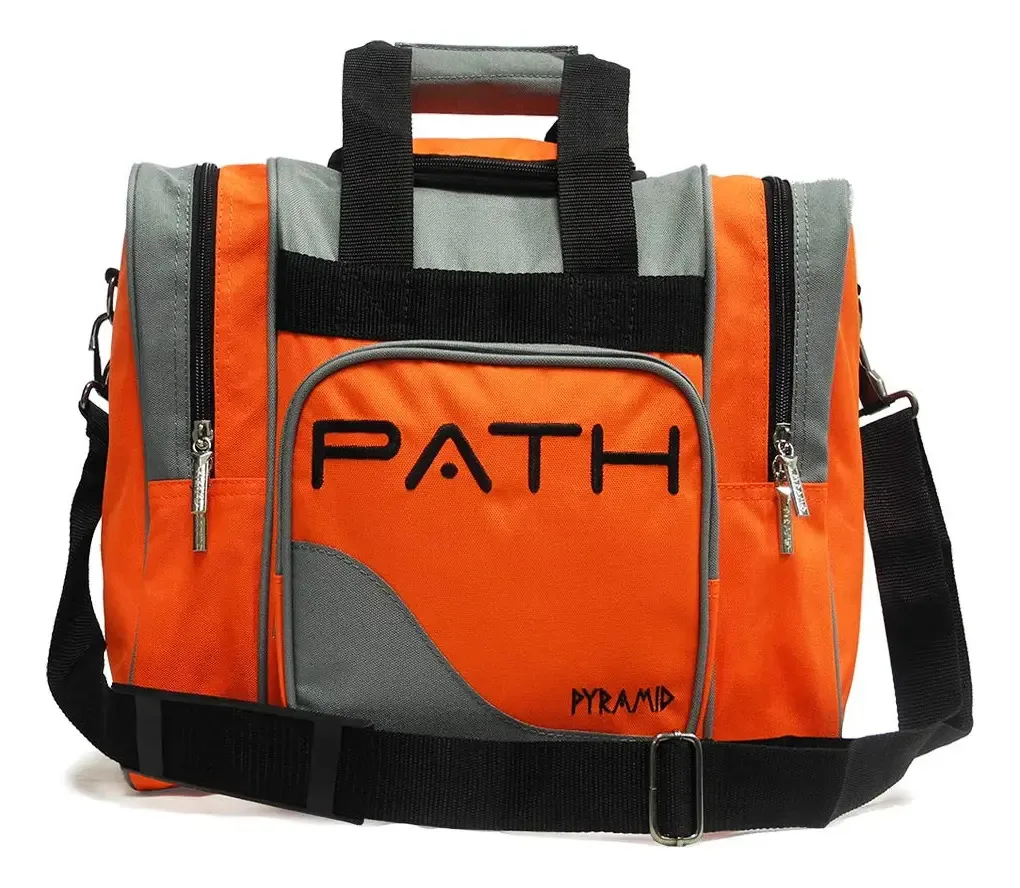 Pyramid Path Pro Deluxe - Bolsa de Boliche para Boliche, Capacidade para Uma Bola de Boliche, Um Par de Sapatos de Boliche até Tamanho 15 e Acessórios para Homens (Laranja/Cinza)