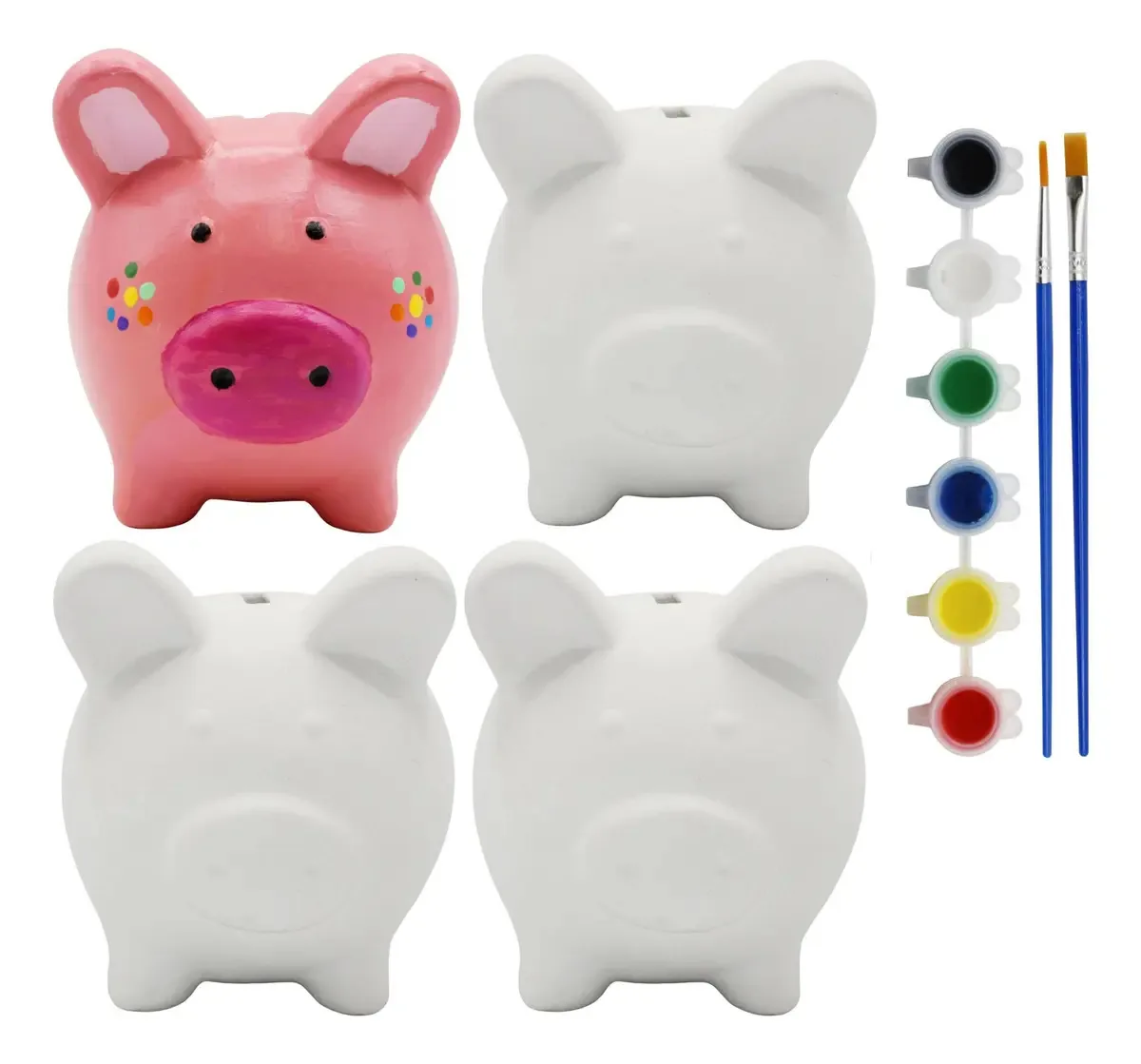 Pacote Com 4 Cofrinhos De Cerâmica Prontos Para Pintar Crianças
