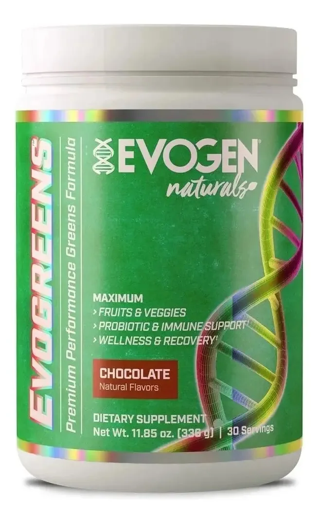 Evogen Evogreens 30 Serv Green Probióticos Frutas e Vegetais Sabor Chocolate