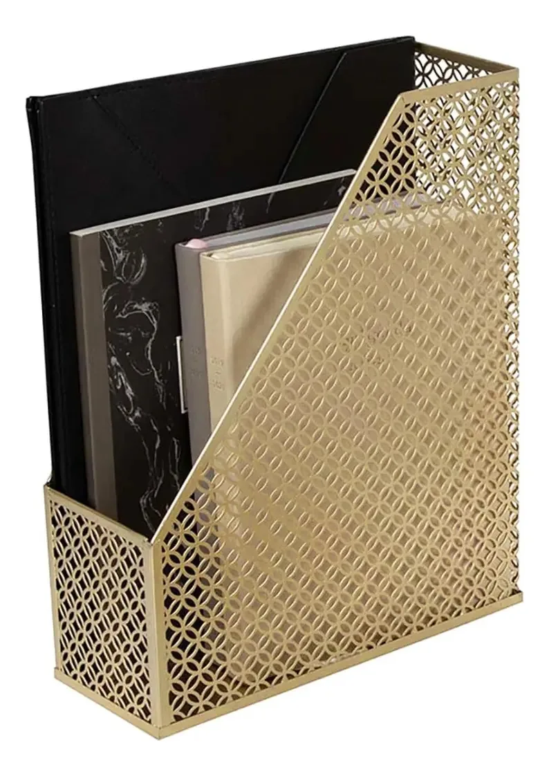 Porta-revistas Blu Monaco Do Decorative Magazine Rack Pa. Cor: ouro