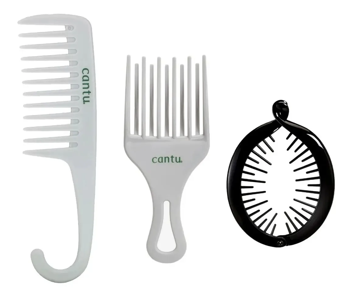 Pacote com 3 pentes de cabelo encaracolado Cantu Grey