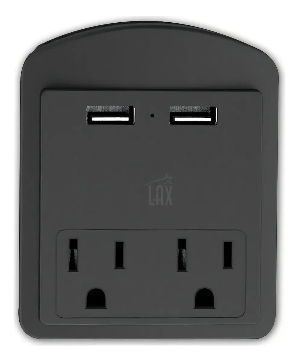 Lax Gadgets Tomada Múltipla, Protetores Contra Sobretensão, Extensor De 2 Saídas De Parede Com 2 Portas Usb, Adequado Para Casa, Escritório E Escola, Cor Preta