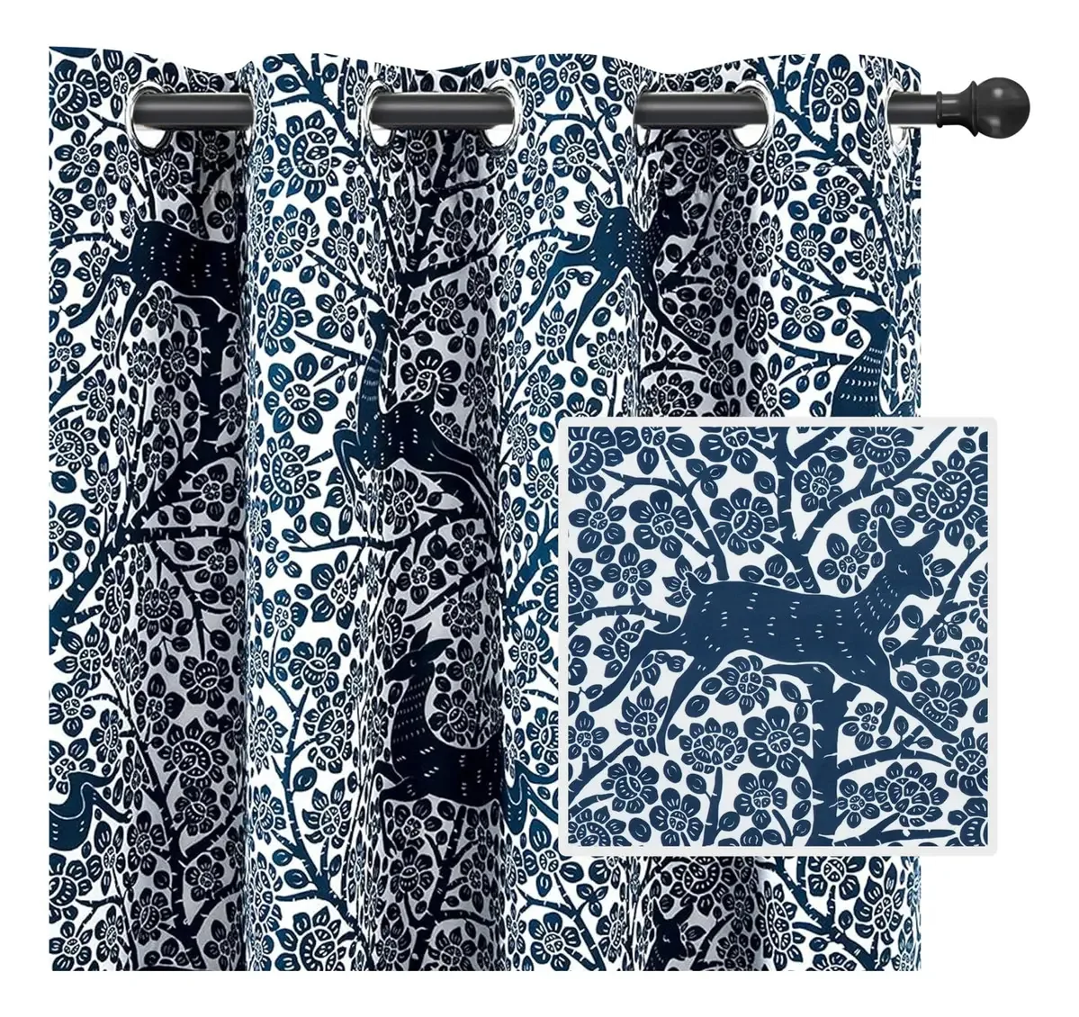 Cortinas de quarto Driftaway Forest Jungle, 84 polegadas.
