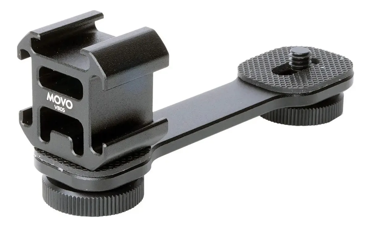 Movo Vb05 - Suporte de vídeo triplo para montagem em sapatos, inclui luzes, microfones, monitores e outros acessórios para seu estabilizador de cardan, plataforma de vídeo para smartphone e câmera SLR