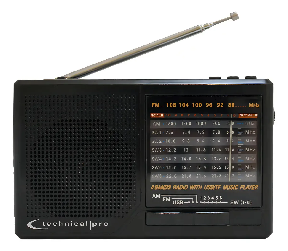 Rádio AM/FM/SW Technical Pro TRS-80 Preto