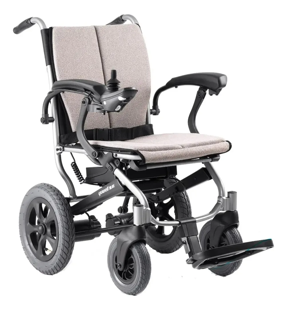 Cadeira de rodas dobrável de alumínio motorizada Yuwell D130fl cinza
