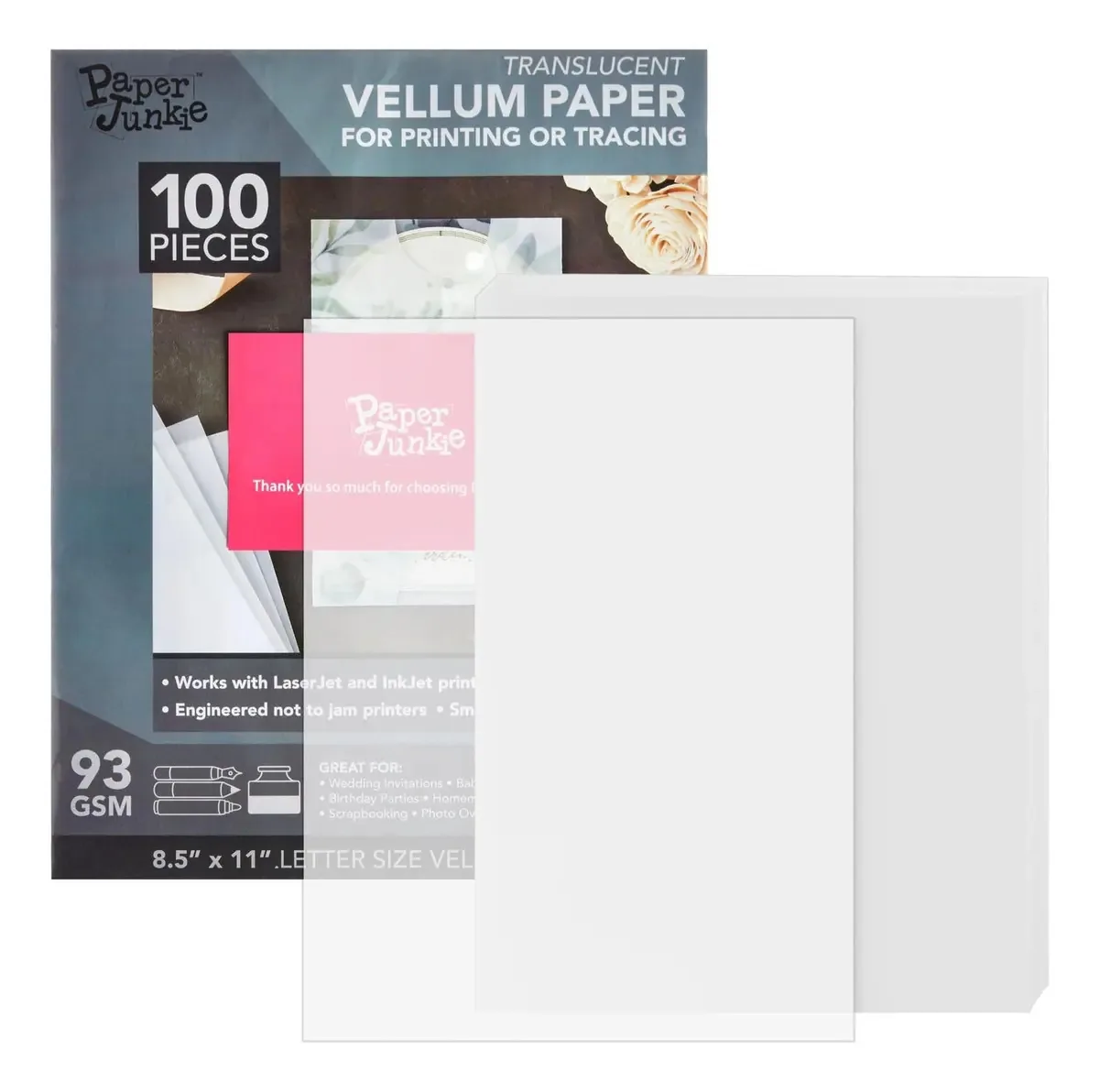Papel Vellum Translúcido Imprimível Para Convites 100 Folhas