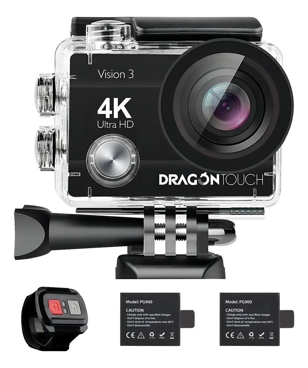 Câmera sportiva Dragon Touch Action Camera 4K preta