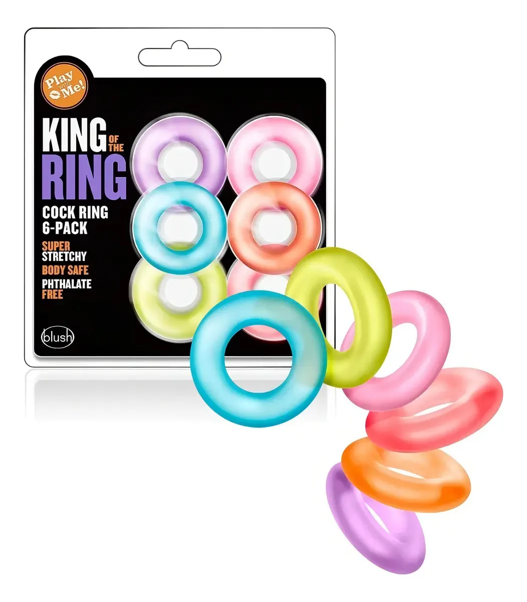 Conjunto de 6 anéis de pênis Jelly Cockring que prolonga a potência da ereção, cor branca
