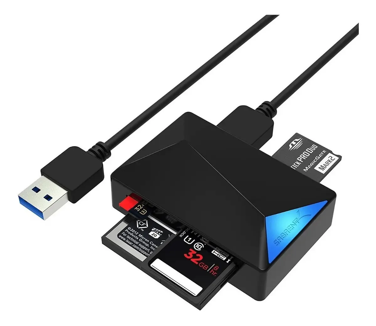 Leitor de memória - Sabrent - Usb 3.0 - Micro Sd/Sd/Cf