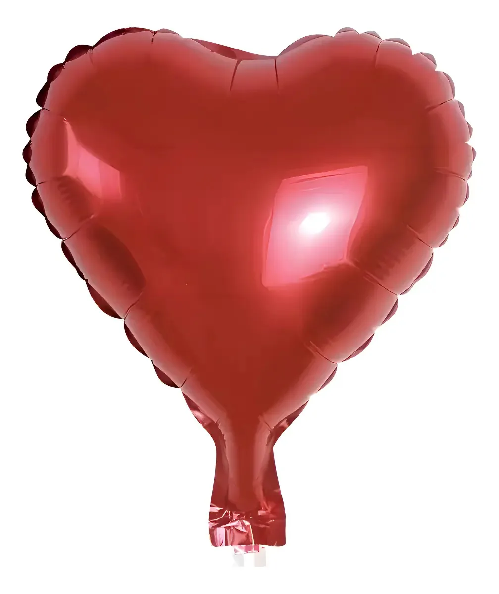 Balão Coração Vermelho 21cm Metalizado Decoração Festa Kit 50 Unidades