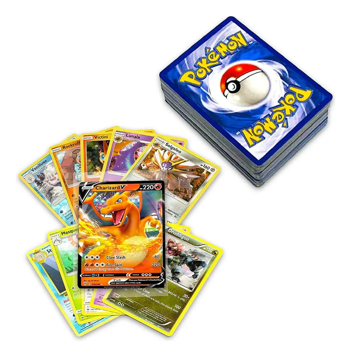50 cartas Pokémon + Vmax/V/Ex Idioma Inglês