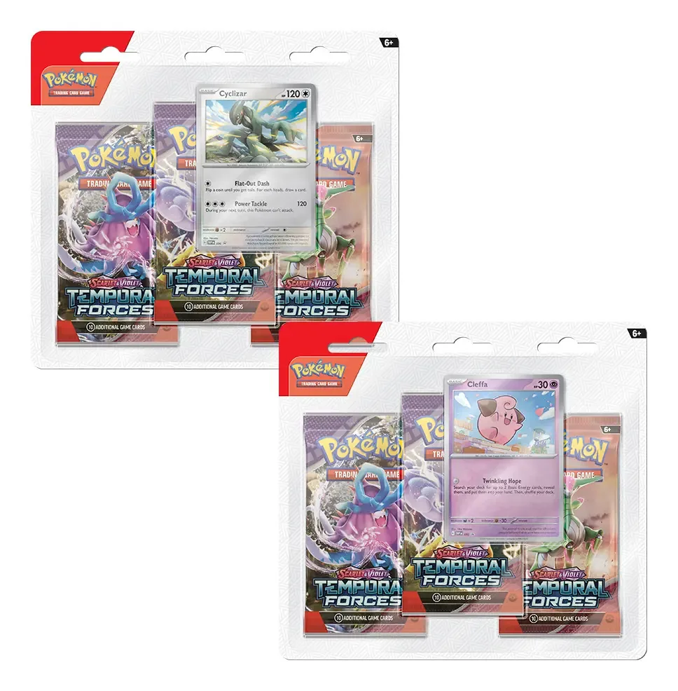 Cartões Pokémon Tcg SV-Temp ForC-3Pack Blist Eng
