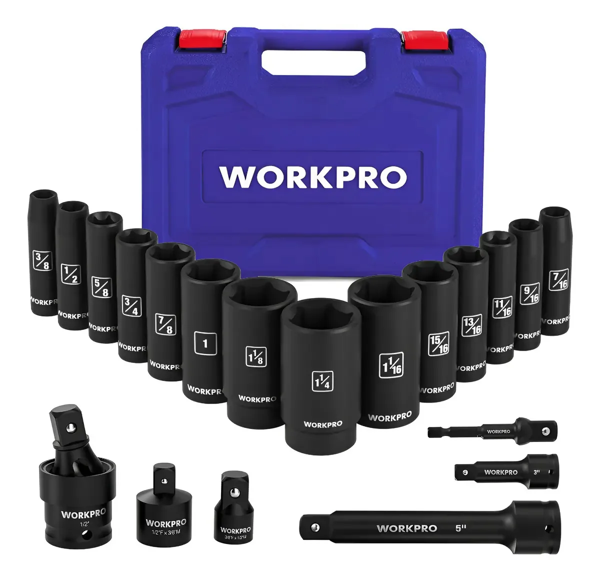 Conjunto Workpro de 20 chaves de soquete de impacto profundo de 1