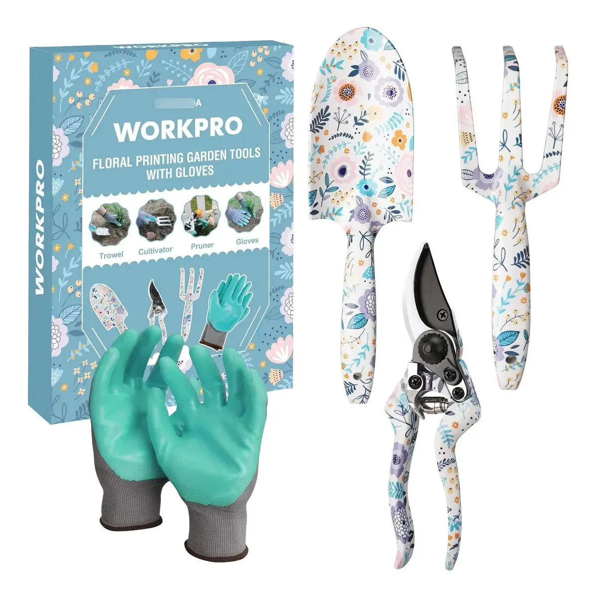 Conjunto de Ferramentas de Jardim Workpro 4 Peças Alumínio