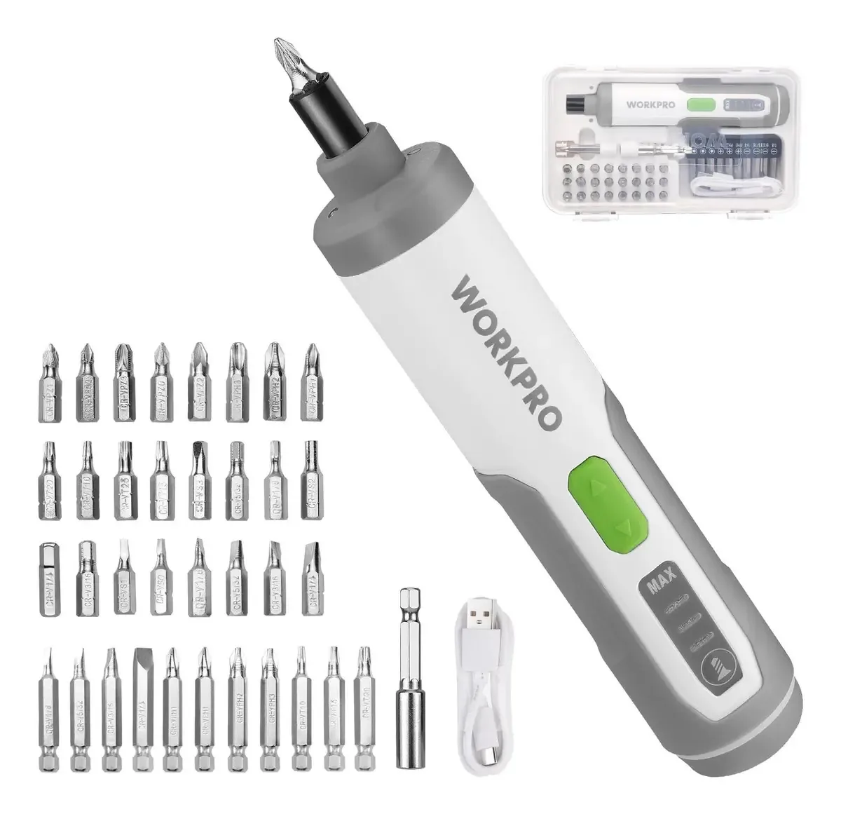 Chave de fenda elétrica Workpro 4v, chave de fenda sem fio