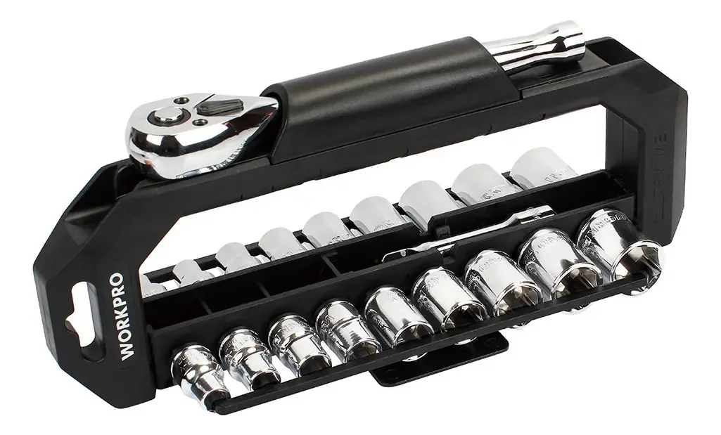 Conjunto de chaves rotativas Workpro de 20 peças, suporte 3/8, cor prata