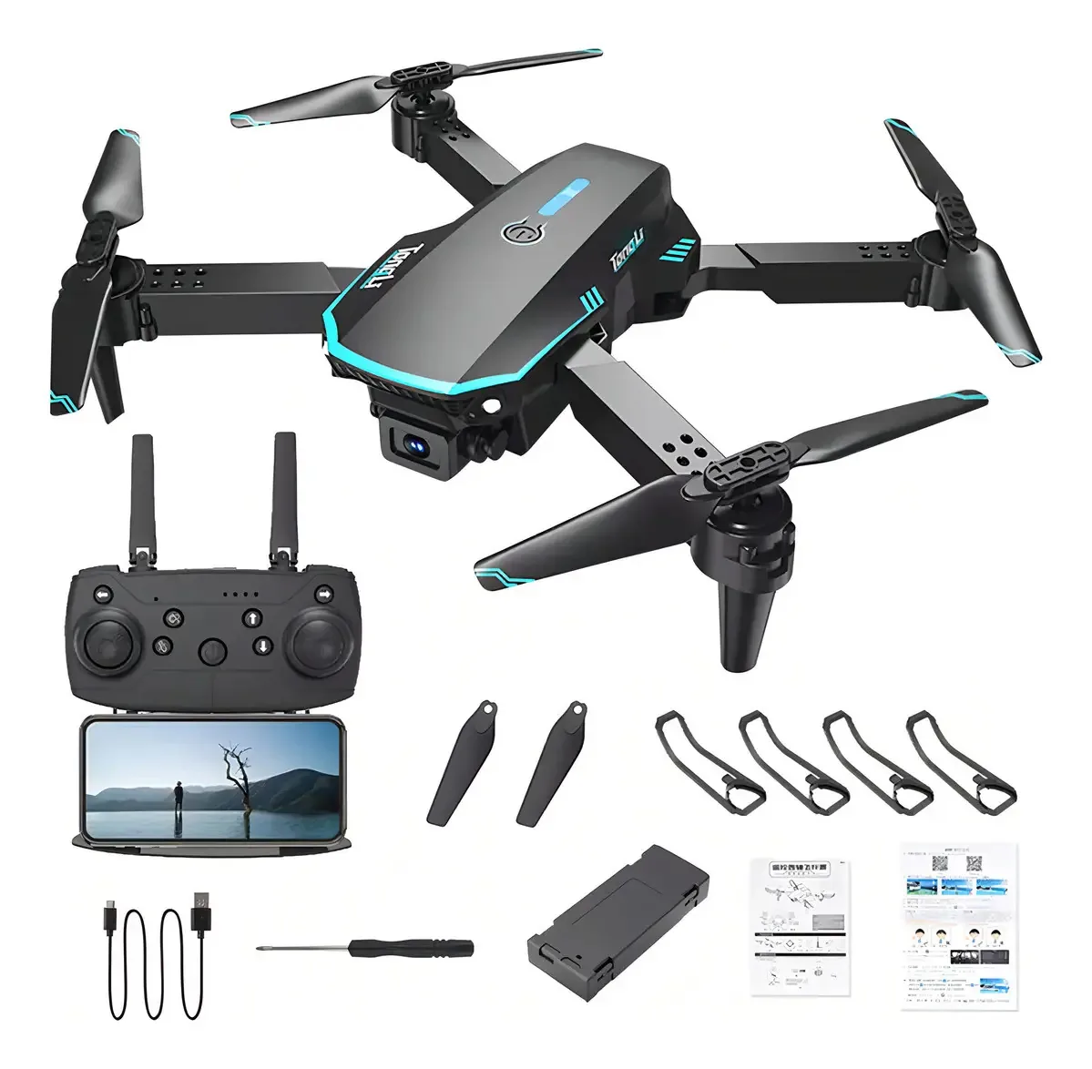 1 O Drone Hd Profissional De 8k Com Drones Dobráveis Cor Multicolour
