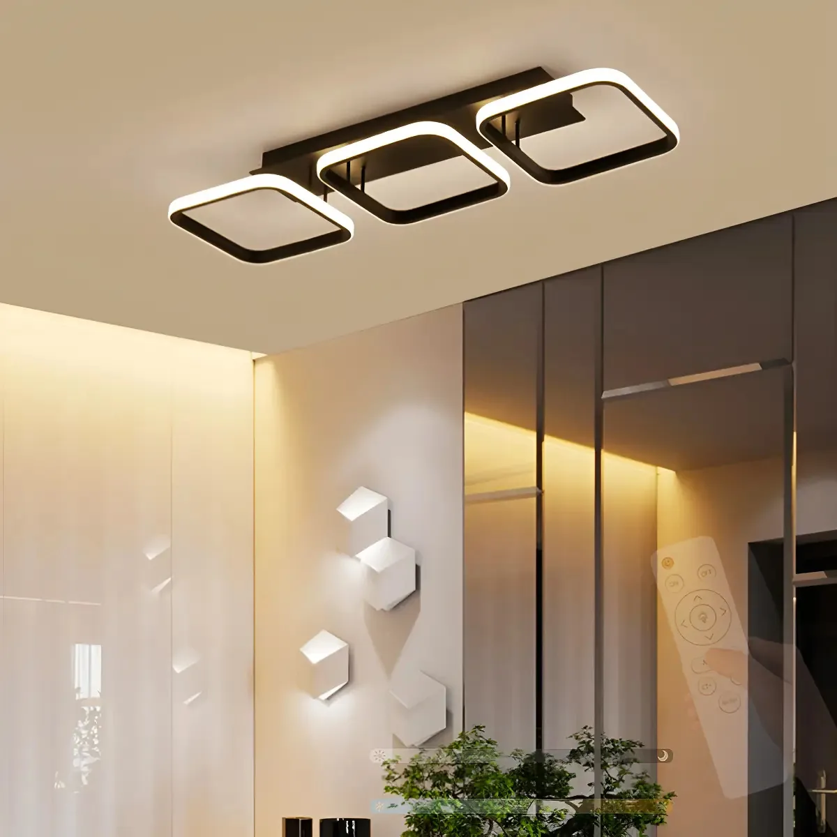 Pingente LED moderno Dehobo, teto preto, luminária de quarto, luminária de teto de estilo medieval, três temperaturas de cor ajustáveis para sala de estar, cozinha, sala de jantar, quarto
