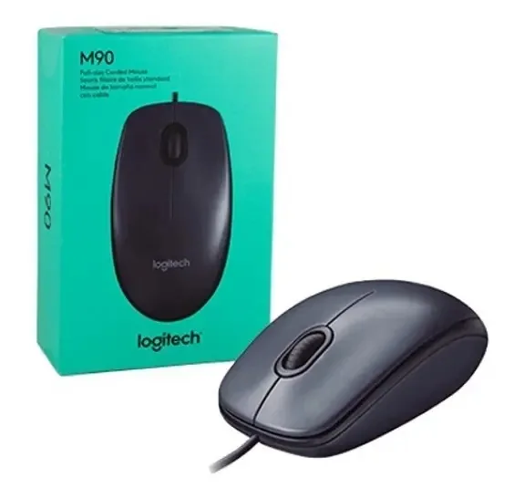 Mouse Óptico Logitech Com Fio Para Windows e Mac, Preto