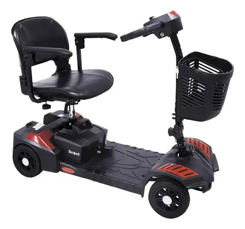 Scooter elétrico Drive Brand Drive de 4 rodas, cor vermelha e preta