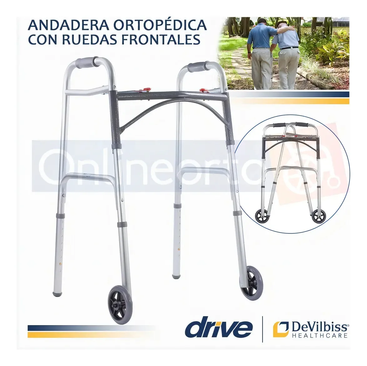 Andador ortopédico dobrável cinza Drive AN10210DR