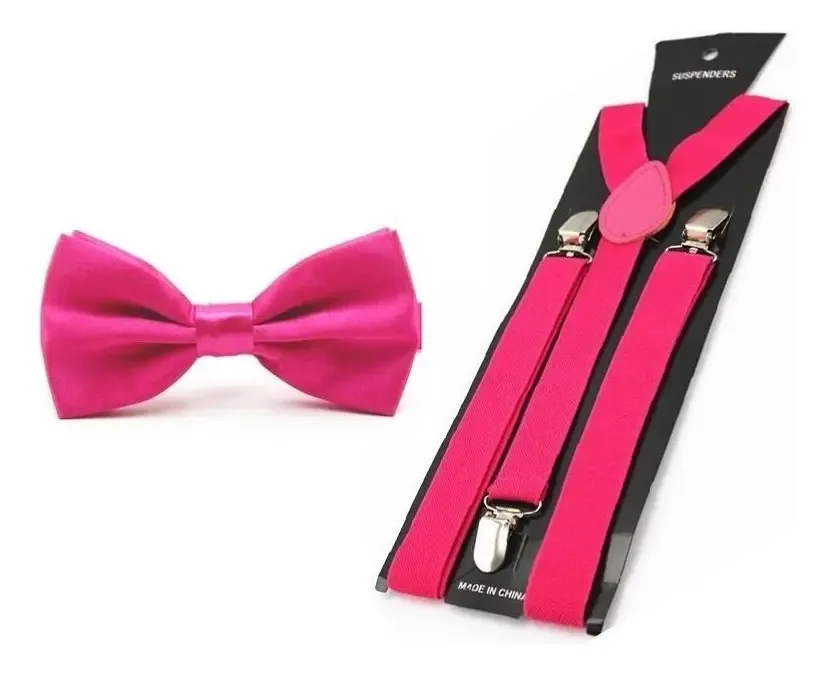 Conjunto unissex de sutiã e alças, elegantes cores fúcsia