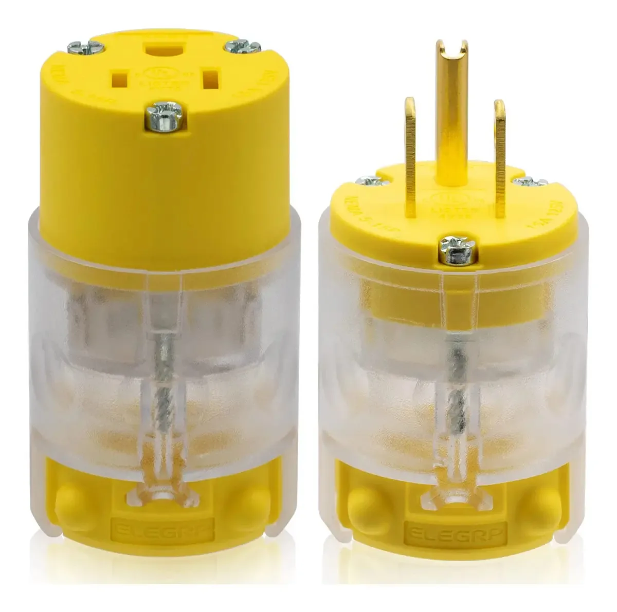 Conjunto de Conectores e Tomadas Elétricas Iluminadas Amarelas