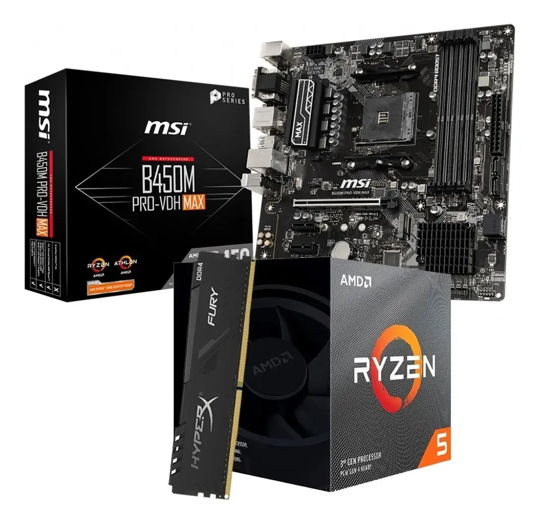 Combinação de atualização preta Amd Ryzen 5 3600xt 8gb Msi B450m