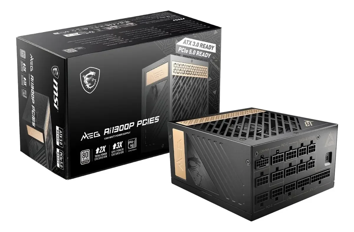 Fonte de alimentação Meg Ai1300p Pcie 5 e Atx Gaming