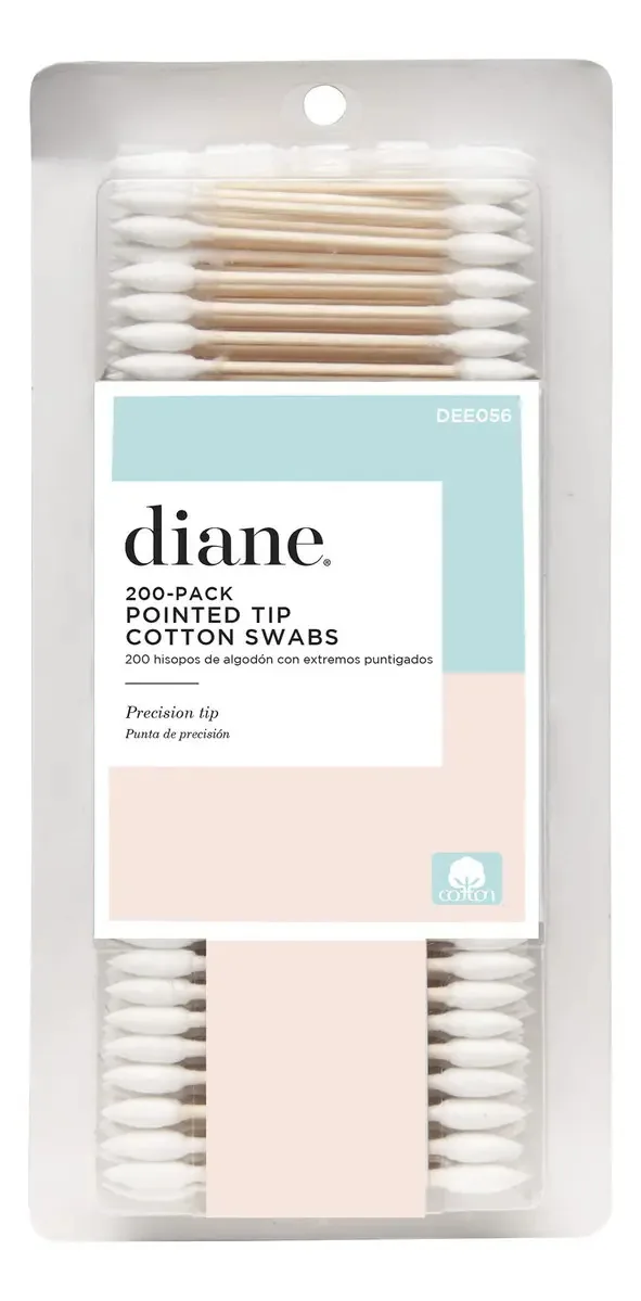 Diane - Cotonetes Pontudos 100% Algodão, 200 Unidades