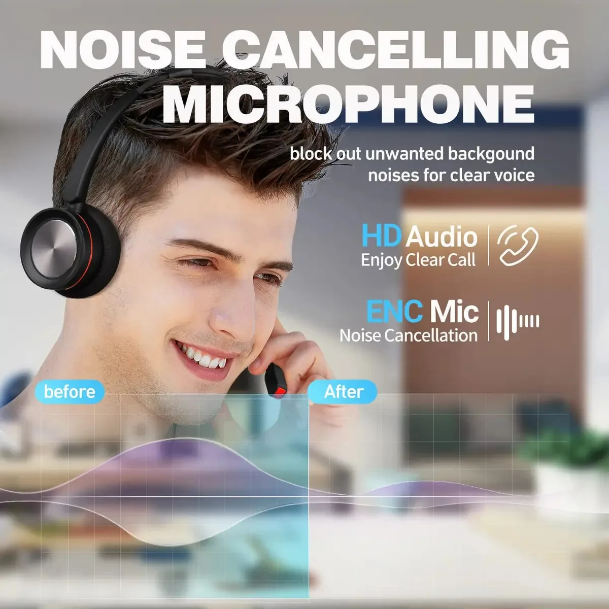 Mairdi - Fones de ouvido para celular, PC portátil com microfone com cancelamento de ruído, fones de ouvido com conector de 3,5 mm para escritório, trabalho, iPhone, computador, Samsung