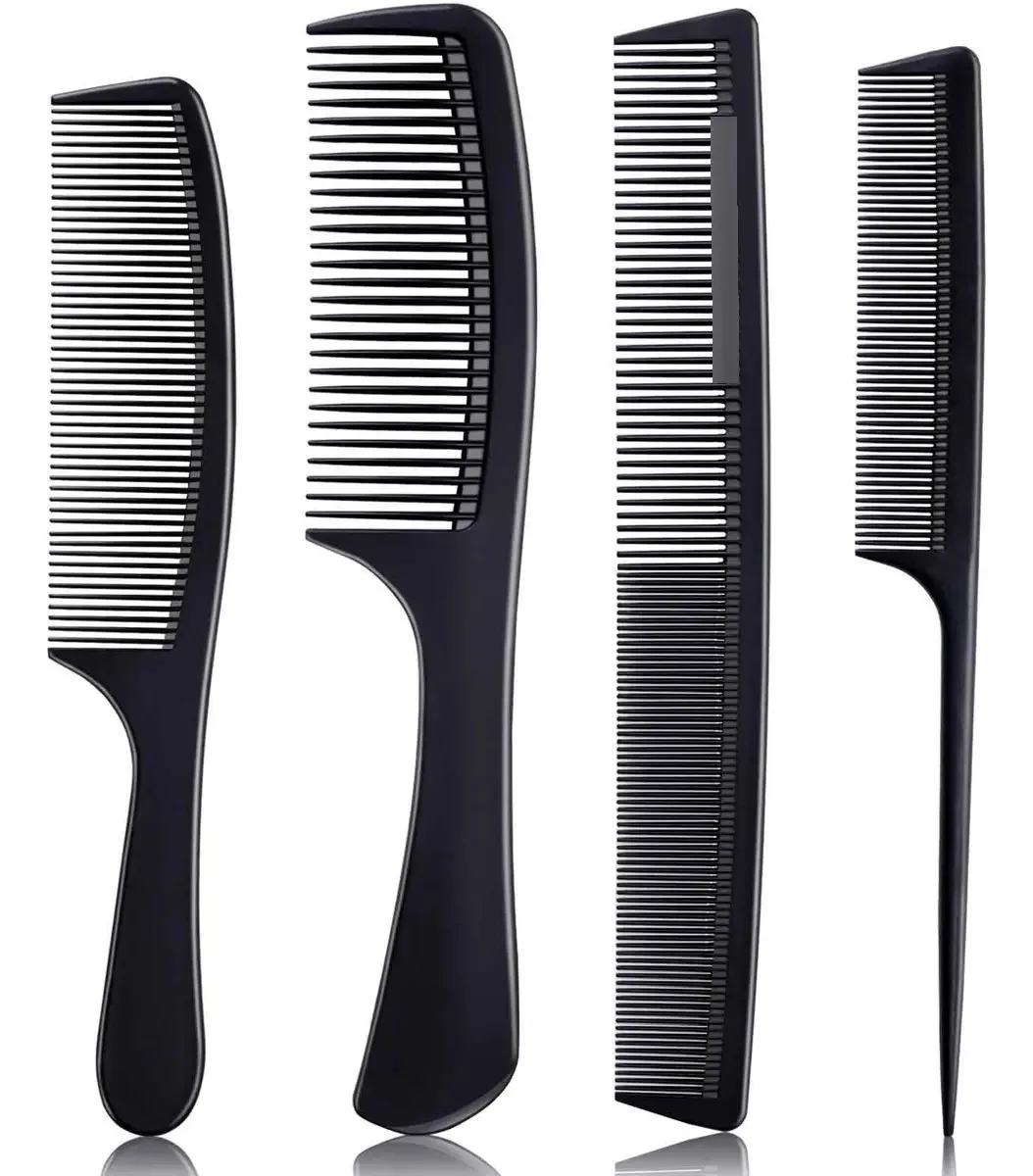 4 pentes para mulheres e homens, conjunto de pentes de fibra D. Cor preta