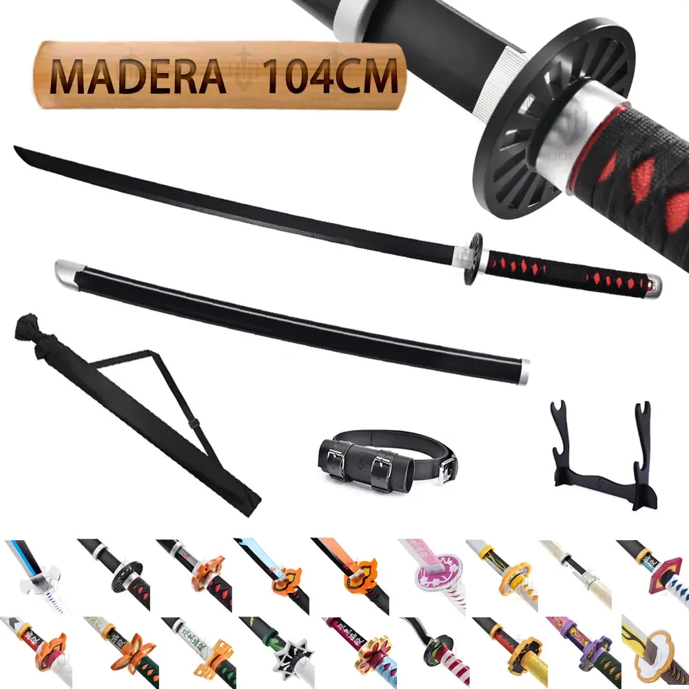 Coleção de espadas Katana Demon Slayer de madeira de 104 cm